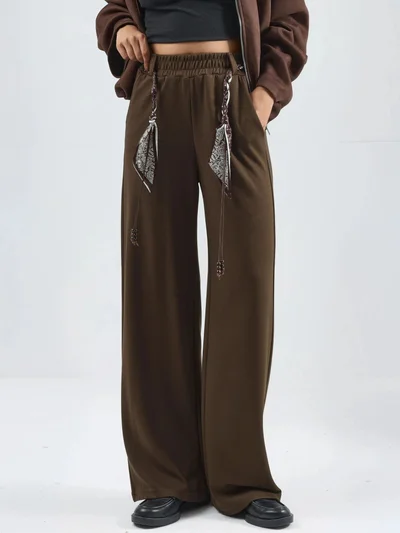 HICCUP Modal Touch Belted High Waist Straight Leg Knit Pants Bersan Collection
