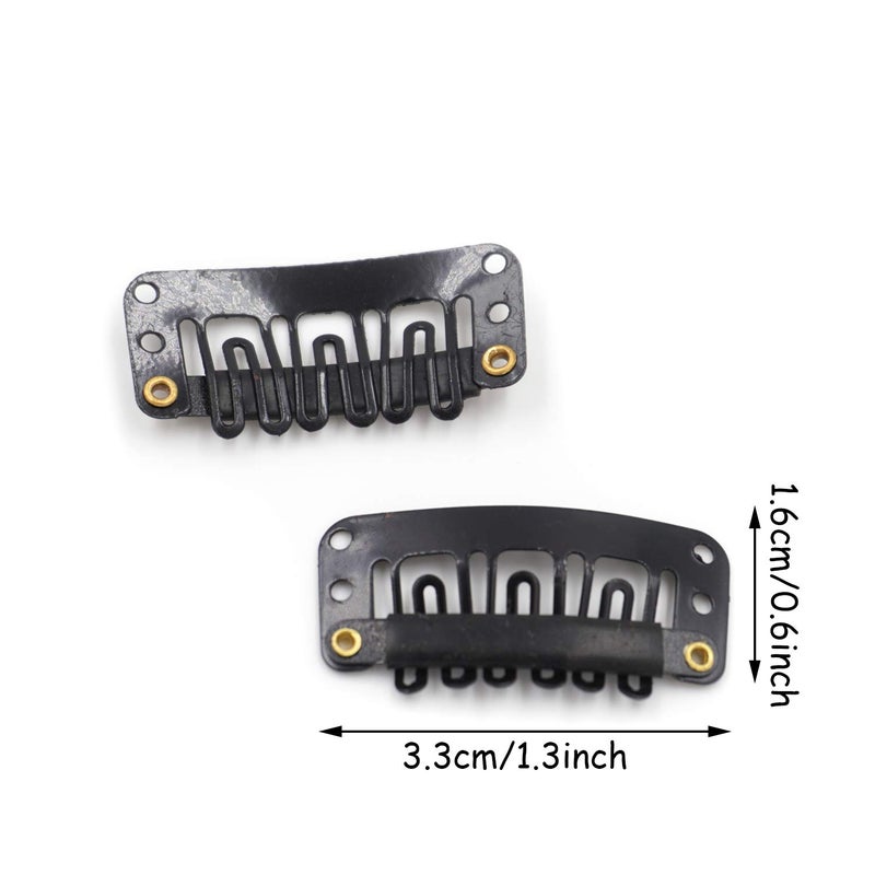 Honbay 50PCS 6-Teeth U-Shape Snap Clips for Hair Extensions - 3.3cm/1.3inch (Black) - Image 2