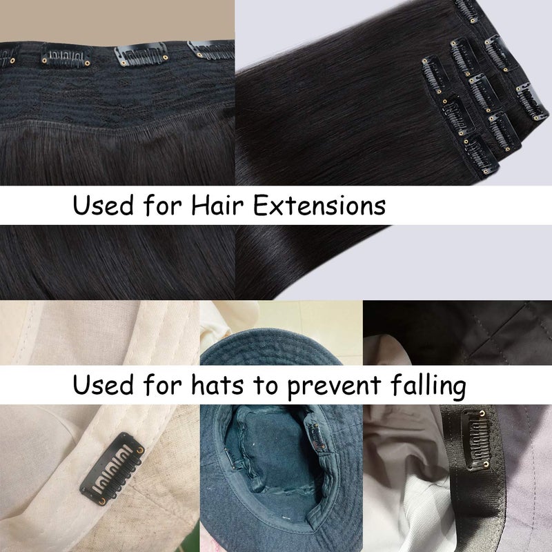 Honbay 50PCS 6-Teeth U-Shape Snap Clips for Hair Extensions - 3.3cm/1.3inch (Black) - Image 3