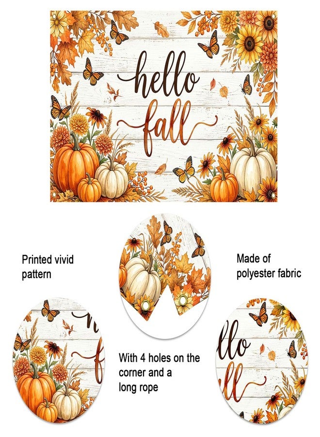 Mocsicka Hello Fall Banner Backdrop Pumpkin Photo Decor for Wall 6x3.6ft - Image 4