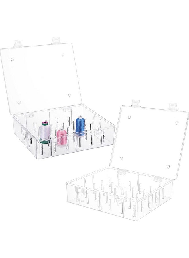 New brothread Pack Of 2 Tall And Clear Storage Box/Organizer For 2X30 Home Embroidery&Cotton Thread Spools Compatible With Tall Thread Spools From Isacord/Floriani/Madeira/Glide/Ra/Connecting Thread - Image 2