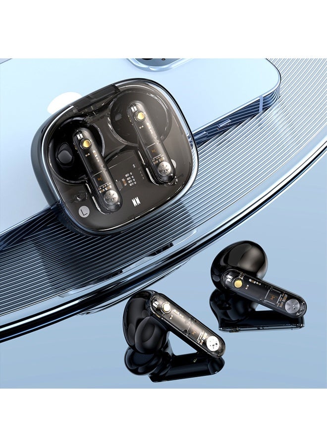 Transparent Headphone Box In Ear Wireless Bluetooth Headset with Microphone/Intelligent Noise Reduction/Low Latency Headsets Black