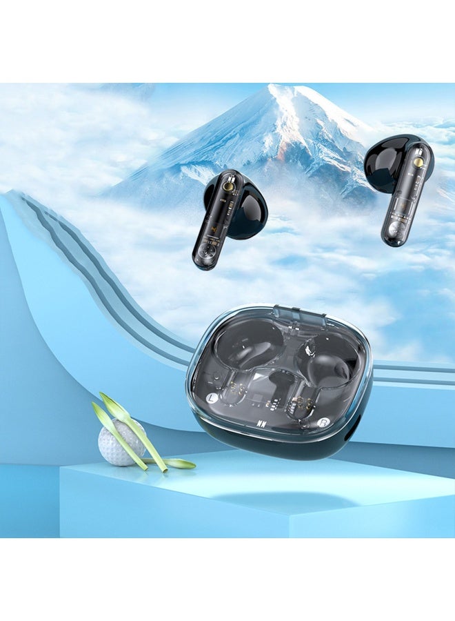 Transparent Headphone Box In Ear Wireless Bluetooth Headset with Microphone/Intelligent Noise Reduction/Low Latency Headsets Black
