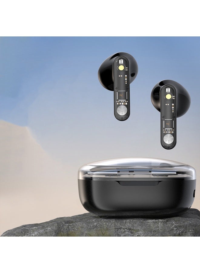 Transparent Headphone Box In Ear Wireless Bluetooth Headset with Microphone/Intelligent Noise Reduction/Low Latency Headsets Black