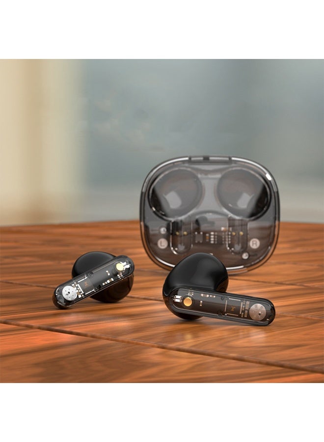 Transparent Headphone Box In Ear Wireless Bluetooth Headset with Microphone/Intelligent Noise Reduction/Low Latency Headsets Black