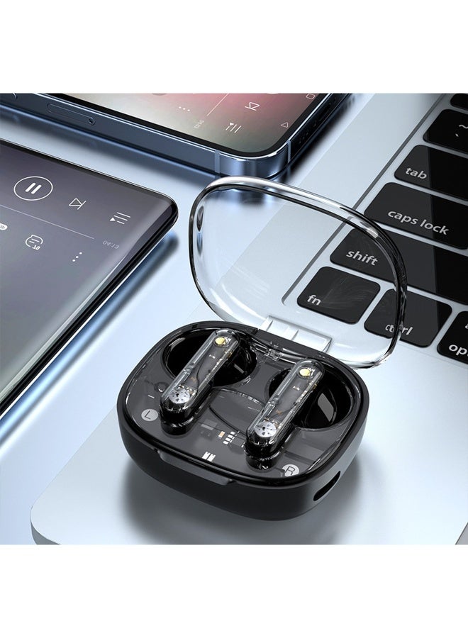 Transparent Headphone Box In Ear Wireless Bluetooth Headset with Microphone/Intelligent Noise Reduction/Low Latency Headsets Black