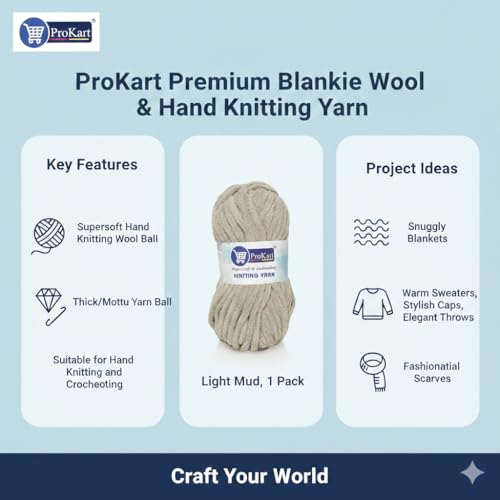 ProKart Premium Blankie Wool, Plush & Cuddly, Chenille Yarn Supersoft Hand Knitting Wool Ball | Blanket Thick/Mottu Yarn Ball Suitable for Hand Knitting and Crocheting for Baby, Adult, Sweaters, caps, Throws, Home Furnishing, Scarves, Blankets (Light Mud, 100gms x 2 Pack) - Image 5