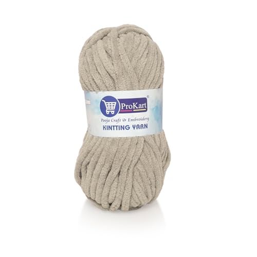 ProKart Premium Blankie Wool, Plush & Cuddly, Chenille Yarn Supersoft Hand Knitting Wool Ball | Blanket Thick/Mottu Yarn Ball Suitable for Hand Knitting and Crocheting for Baby, Adult, Sweaters, caps, Throws, Home Furnishing, Scarves, Blankets (Light Mud, 100gms x 2 Pack) - Image 1