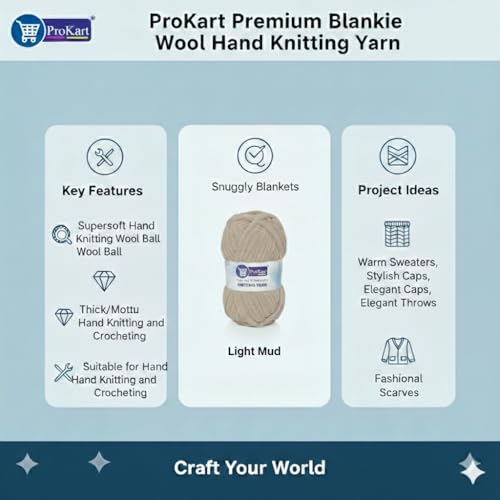ProKart Premium Blankie Wool, Plush & Cuddly, Chenille Yarn Supersoft Hand Knitting Wool Ball | Blanket Thick/Mottu Yarn Ball Suitable for Hand Knitting and Crocheting for Baby, Adult, Sweaters, caps, Throws, Home Furnishing, Scarves, Blankets (Light Mud, 100gms x 2 Pack) - Image 4