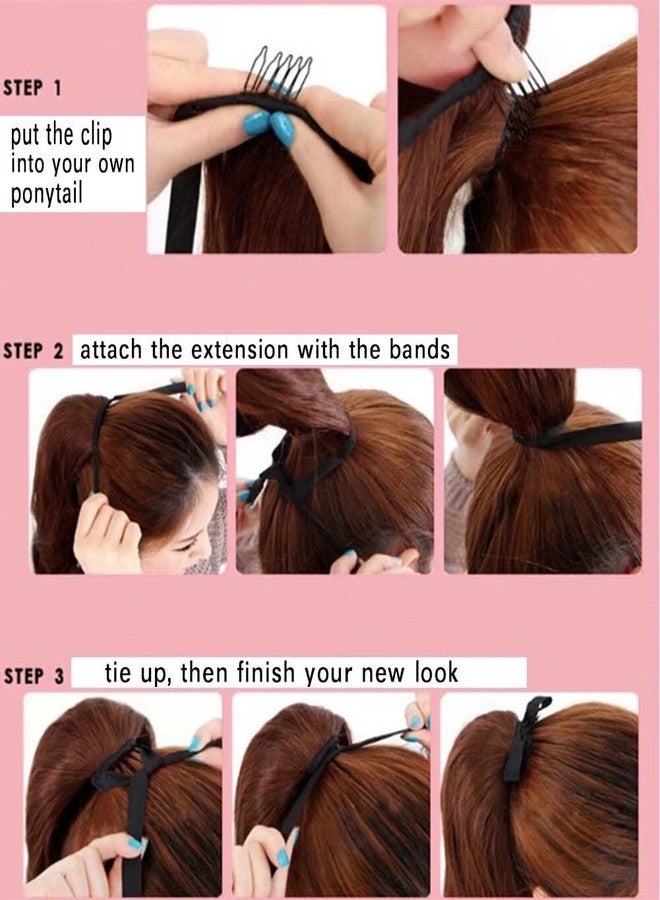 iLUU Hair 20" 90g Womens Synthetic Long Curly Ribbon Tie Up Ponytails Hairpiece Clip in on Hair Extensions #1B Natural Black Wavy Heat-resisting Ponytail Extension for Party Daily Use - Image 3