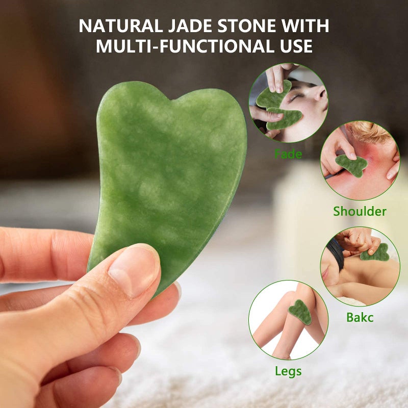 Deciniee Jade Roller and Gua Sha Set - Beauty Face Massager & Guasha Tool for Eye, Neck, Body - 2 in 1 Skin Care Massage Tools, Muscle Releaxing and Relieve Wrinkles - Image 3