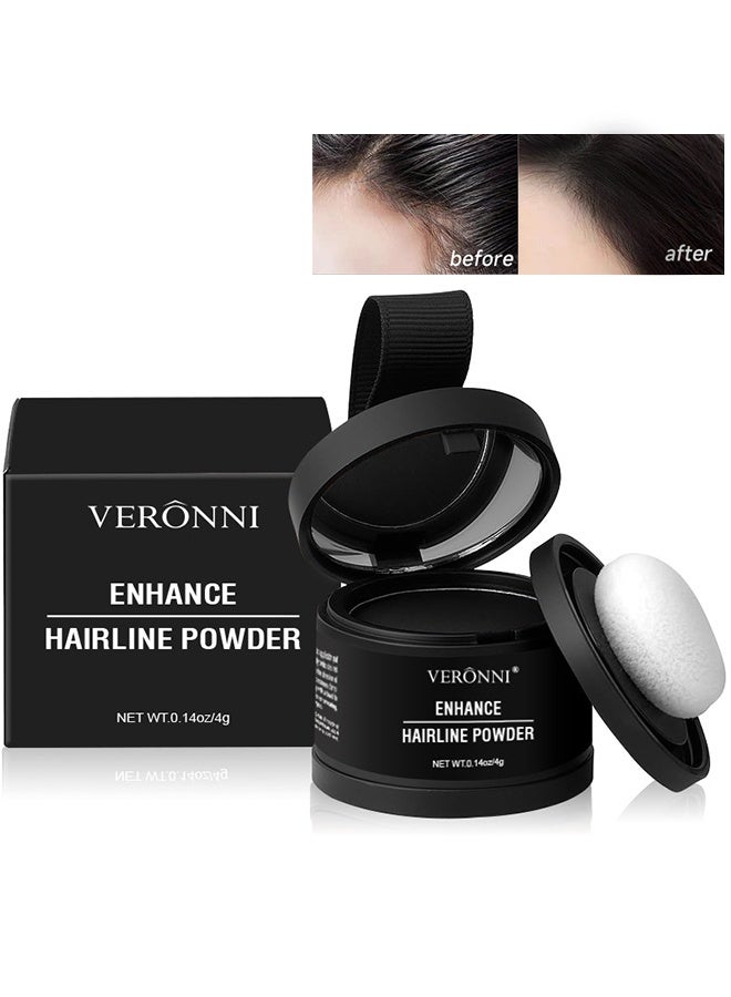 VERONNI Enhance Hairline Powder, Hairbear Hair Filler,Hairline Shadow Powder,Hairline Powder Instantly Conceals,Instant Volume&scalp Coverage For Thinning Hair,Fast & Full Care, 100% Water Sweat Resistant #Black - Image 1