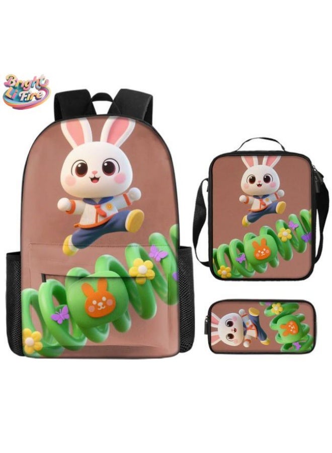 Bright Li Fire Unlock the new fashion of childish fun! Three-piece set of bags, cartoon elements for children and teenagers (students, children, friends' outings, mountain climbing, schooling, etc. can be used) - 31  - Image 1