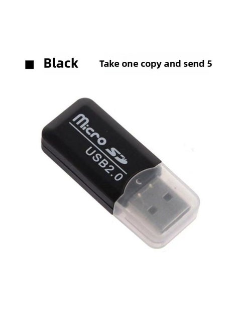 Card Reader TF Card/MICROSD Card/Mobile Phone Memory Card Converter U Disk High Speed 2.0 Multifunctional SLR-Color:[black 5 Pieces]-Capacity:Default Item