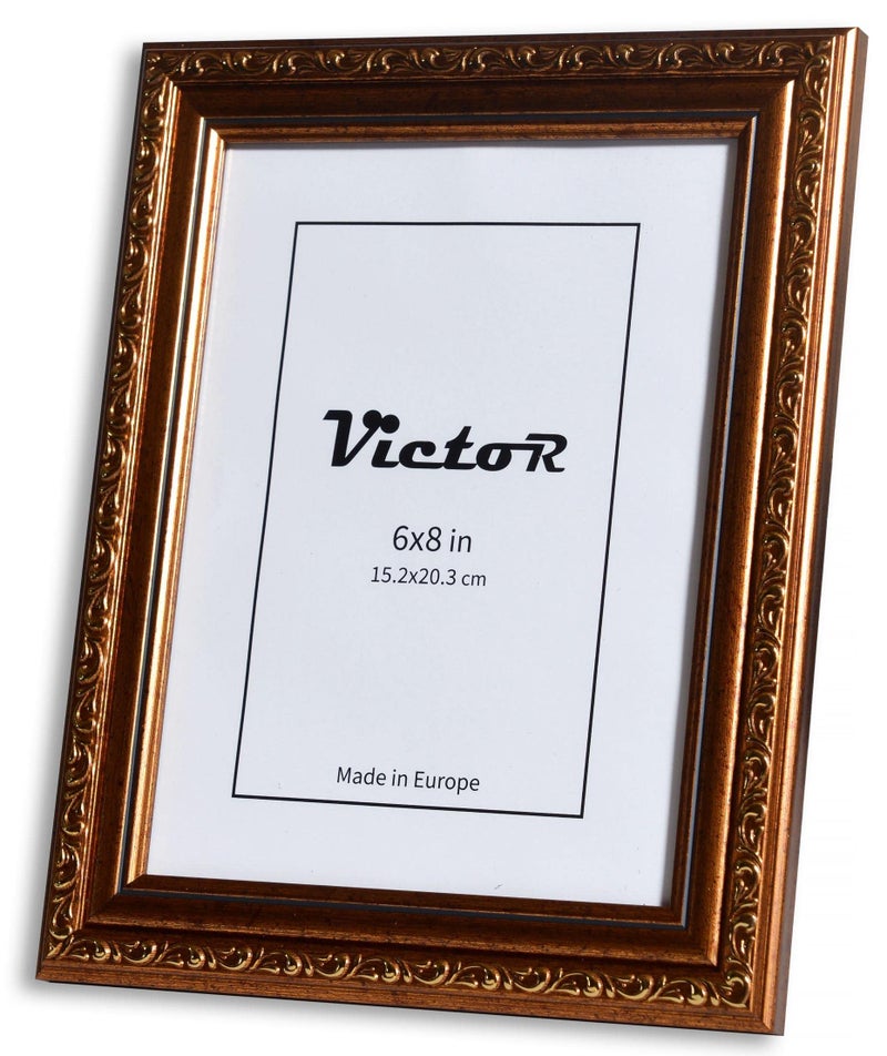 VictoR Picture Frame Chagall 6x8 Brown Gold - Vintage Picture Frames with Shutterproof Acrylic Glass - 6 x 8 Photo Frame - Brown Picture Frames - Antique - Baroque - Image 2