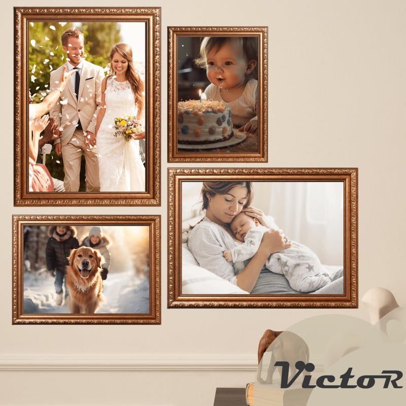 VictoR Picture Frame Chagall 6x8 Brown Gold - Vintage Picture Frames with Shutterproof Acrylic Glass - 6 x 8 Photo Frame - Brown Picture Frames - Antique - Baroque - Image 5