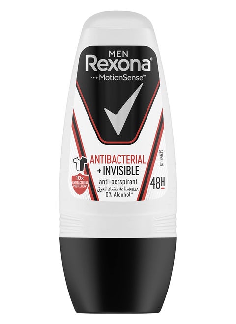 Rexona Men Antibacterial Invisible Antiperspirant Roll-On, 50ml