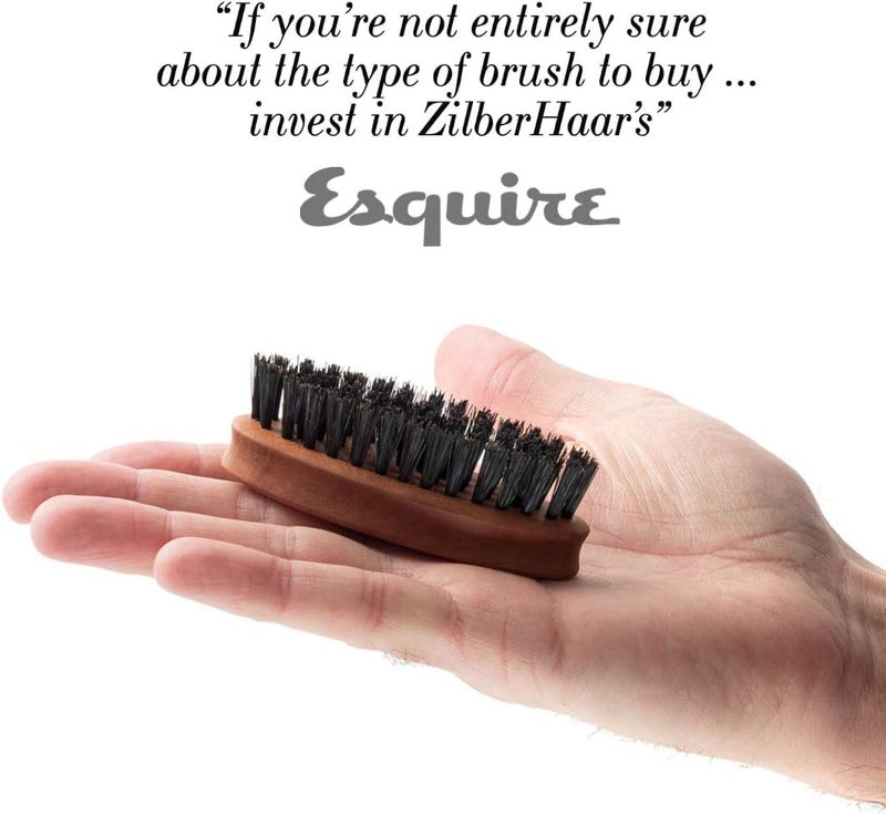 ZilberHaar - Pocket Mustache and Beard Brush - Soft Boar Bristles and Pearwood - Perfect Grooming Tool for Men - Relieves Itch, Works with all Beard Balms and Beard Oils - Made in Europe - Image 2