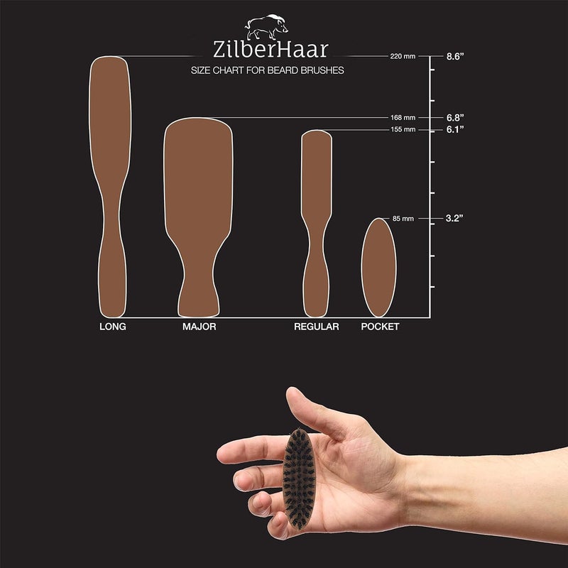 ZilberHaar - Pocket Mustache and Beard Brush - Soft Boar Bristles and Pearwood - Perfect Grooming Tool for Men - Relieves Itch, Works with all Beard Balms and Beard Oils - Made in Europe - Image 3