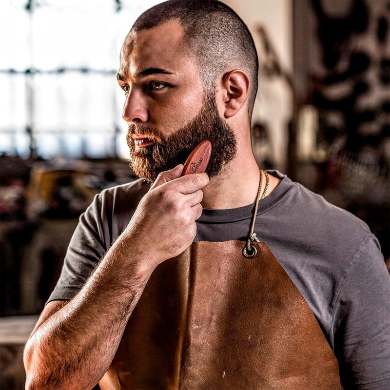 ZilberHaar - Pocket Mustache and Beard Brush - Soft Boar Bristles and Pearwood - Perfect Grooming Tool for Men - Relieves Itch, Works with all Beard Balms and Beard Oils - Made in Europe - Image 4