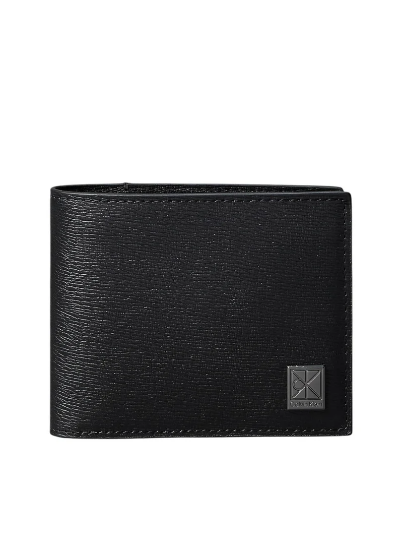 Emblem Logo Textured Bifold Wallet