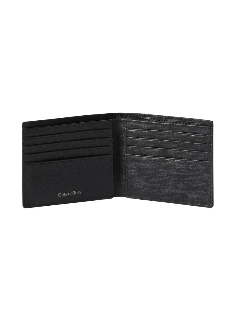 Calvin Klein Black Emblem Logo Textured Bifold Wallet for Men | Best Price UAE