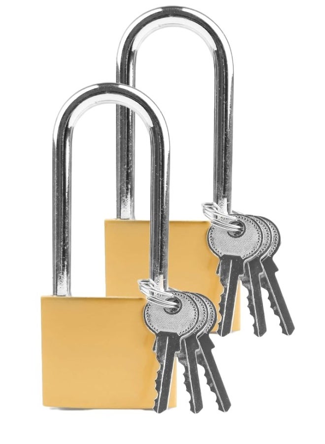 ROBUSTLINE Brass Plated Long Shackle Padlock Padlocks For Luggage Lockers Solid Brass Keyed Alike Padlocks 2Pcs 40Mm - Image 1