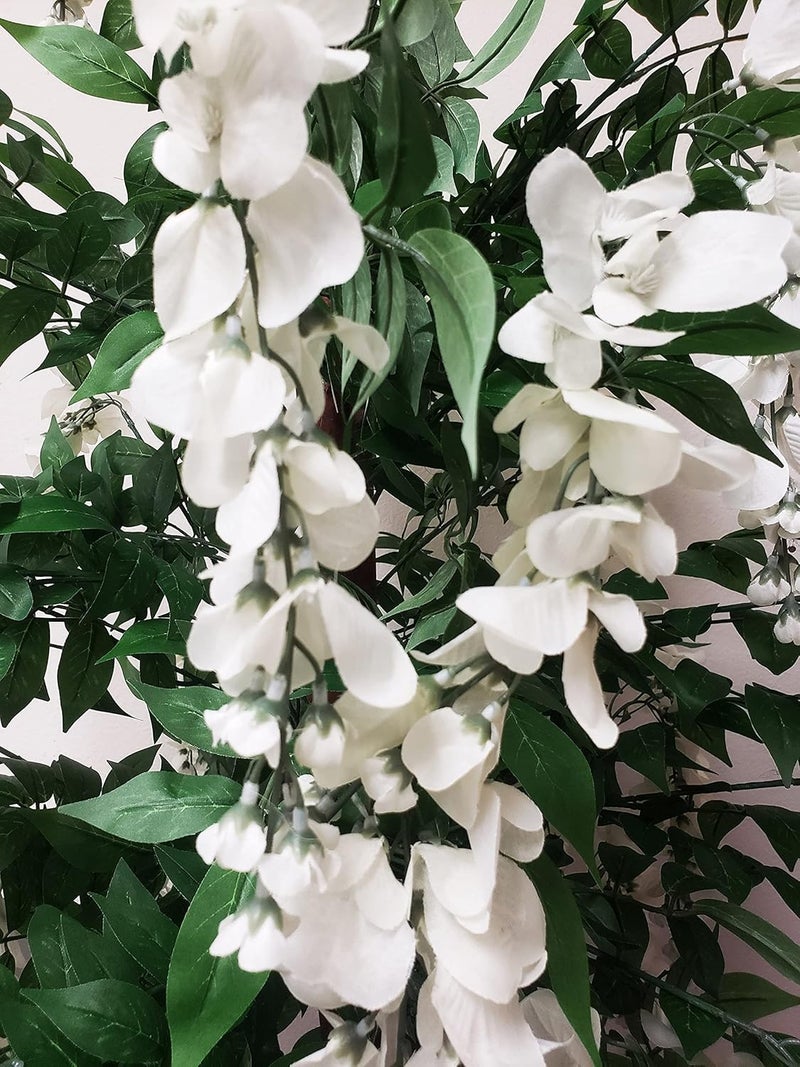 AMERIQUE AMERIQUE White Pair Gorgeous  Dense 5 Feet Artificial Silk Wisteria Trees with Flowers with Nursery Pots Feel Real Technology 5  - Image 4