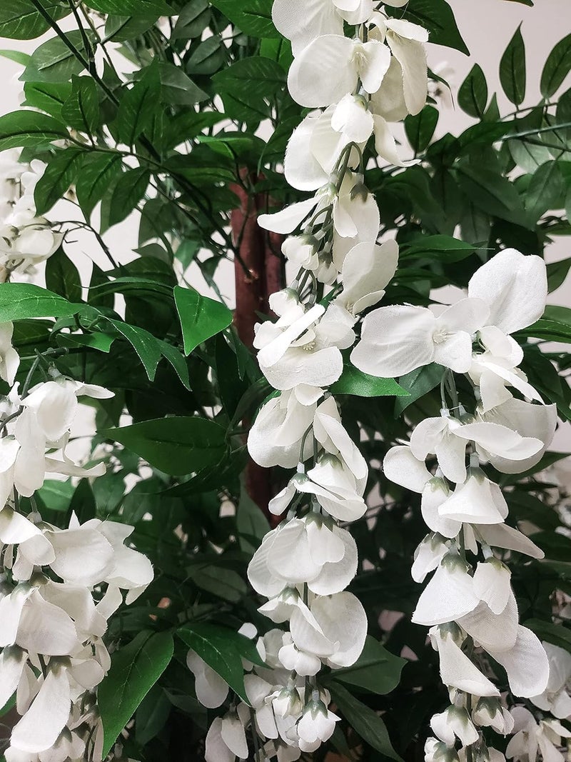 AMERIQUE AMERIQUE White Pair Gorgeous  Dense 5 Feet Artificial Silk Wisteria Trees with Flowers with Nursery Pots Feel Real Technology 5  - Image 2