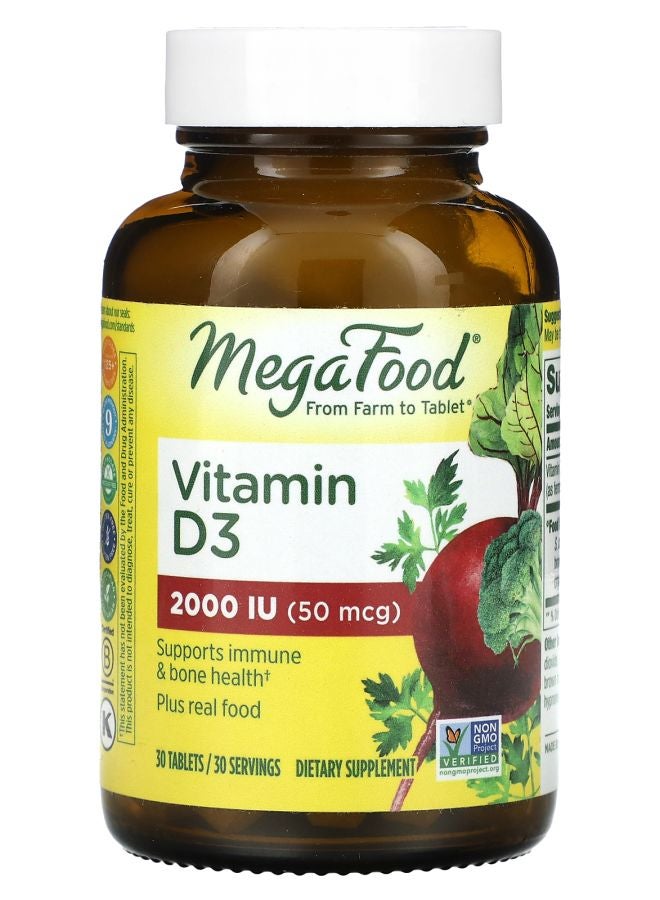 MegaFood Vitamin D3 2000 IU (50 mcg) 30 Tablets