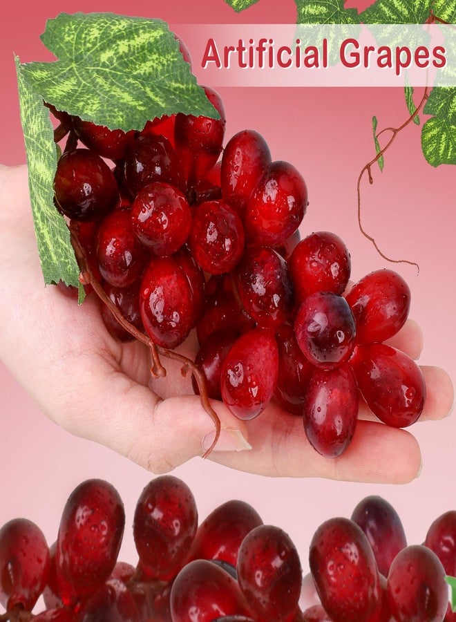 Meiwlong 4 Bunches Fake Red Grapes,Lifelike Faux Grapes Decorations for Kitchen, Plastic Grape for Wedding Party Decoration - Image 3