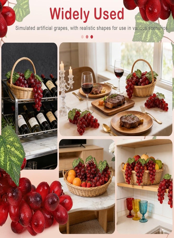 Meiwlong 4 Bunches Fake Red Grapes,Lifelike Faux Grapes Decorations for Kitchen, Plastic Grape for Wedding Party Decoration - Image 5