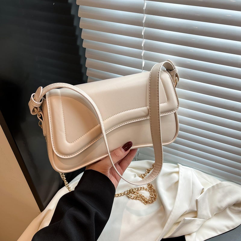 feujury Shoulder Bag for women Y2K Crossbody Vegan Leather Purse Straps Retro Clutch Hobo Hadbags with 2 Removable (White) - Image 2