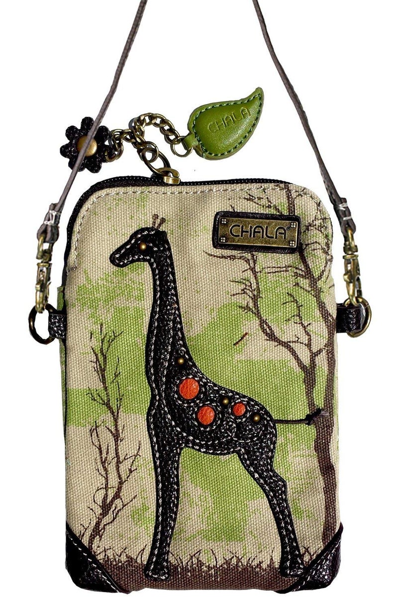 CHALA Canvas Cell Phone Crossbody Purse - Women Multicolor Handbag with Adjustable Strap - Giraffe - sand - Image 2