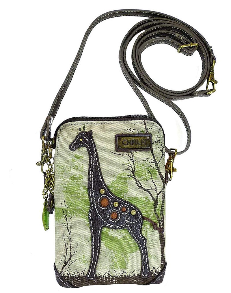 CHALA Canvas Cell Phone Crossbody Purse - Women Multicolor Handbag with Adjustable Strap - Giraffe - sand - Image 1