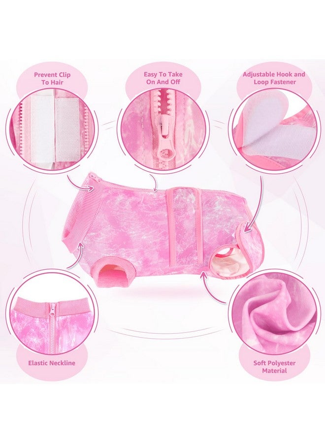 Lukovee Recovery Suit for Dogs - Zipper On Onesie for Female Male Dog, Abdominal Wounds Cone E-Collar Alternative, Prevent Licking Spay (Pink-TPI, L) - Image 3
