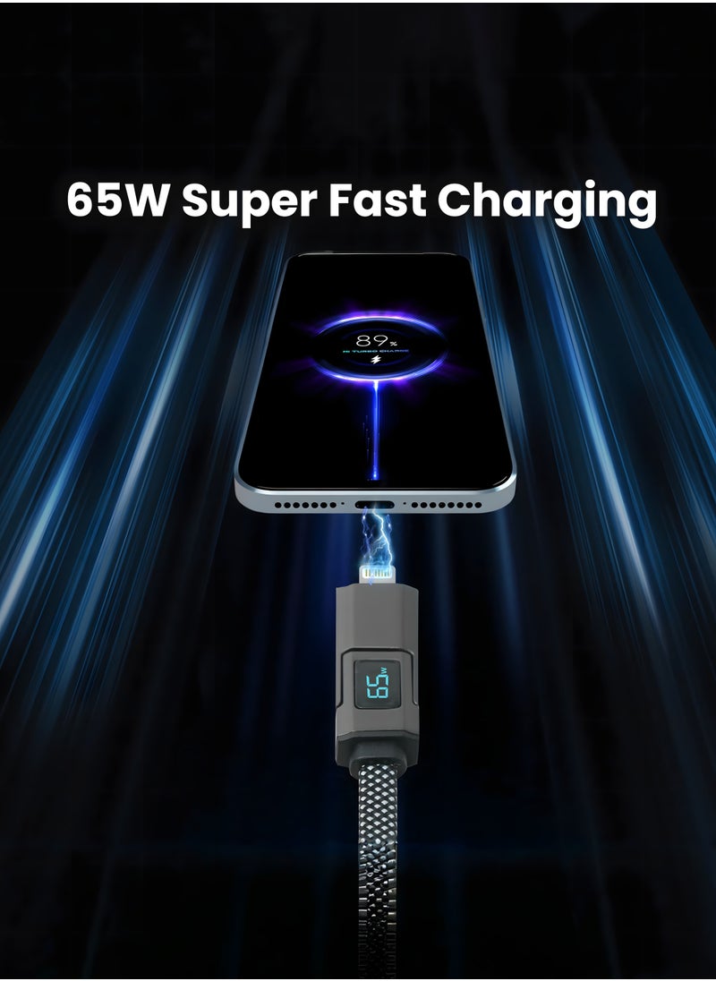 Nooriya - 4-in-1 USB C Fast Charging Cable with LED Display, Multi USBC Charger Combo Lightning/Type C/USB A Metal Ports for iPhone 16/15/14 Pro Max iPad MacBook AirPods Pro Samsung Google (100W, 2M) - Image 1