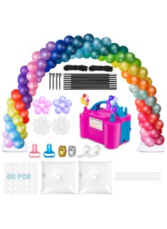 Balloon Arch Kit and Pump, 2.7m Tall and 3m Wide Adjustable Balloon Arch Holder Stand with Base, Water bag, Balloon Clips, Knotter for Wedding Graduation Birthday Party Supplies Decoration