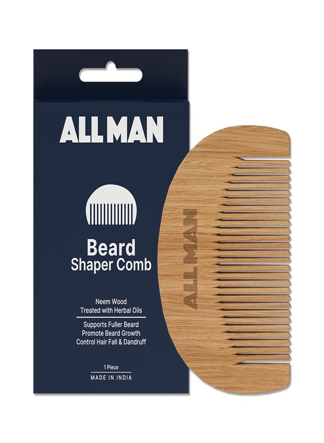 Allman ALL MAN Beard Shaper Comb, Neem Wood, Beard Styling, Tangle Free Beard, Eco-friendly & Sustainable Comb - Image 1