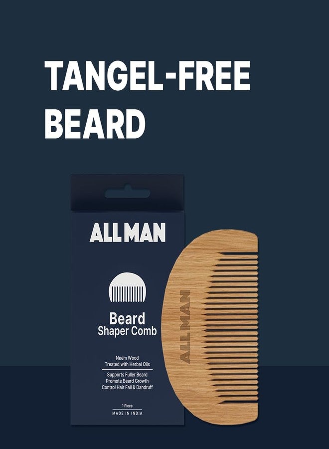 Allman ALL MAN Beard Shaper Comb, Neem Wood, Beard Styling, Tangle Free Beard, Eco-friendly & Sustainable Comb - Image 2