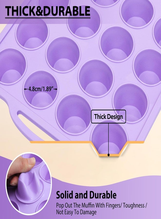 Vnray Silicone Muffin Baking Pan with Metal Reinforced Frame 24 Cup Purple - Image 5
