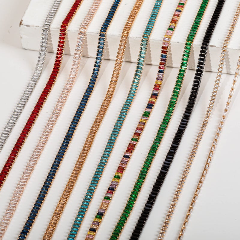 KAOYOO 1 Yards Rectangle Zircon Rhinestones Close Chain Beaded Trim for Sewing Crafts,DIY Decoration(Rainbow Crystal) - Image 4