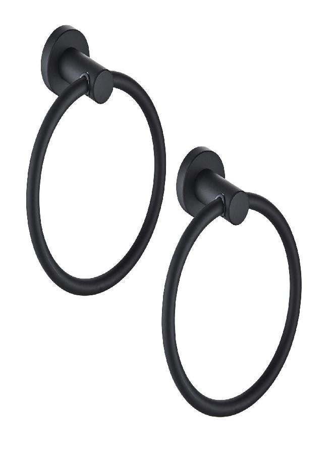 Marmolux Acc MARMOLUX ACC Towel Holders for Bathrooms Black Hand Towel Ring Bathroom Hardware Wall Towel Rack Black Bathroom Decor Simple Round Towel Hanger Stainless Steel Rustic Matte Black, Pack of 2  - Image 2