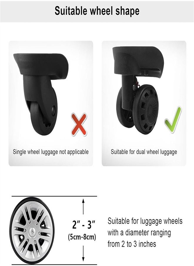 Generic Luggage Suitcase Wheels Cover, 8 Pack Carry on Luggage Wheels Cover Silicone Shock Absorption Reduce Noise Luggage Roll Protector for Most 8-Spinner Wheels Luggage, Black  - Image 3