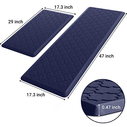 SoftDuo Kitchen Mat [2 PCS] Cushioned Anti-Fatigue Floor Mat Water Resistant Non-Skid Kitchen Mats and Rugs Ergonomic Comfort Foam Kitchen Rugs Standing Mat for Kitchen Floor Office Sink Laundry(Blue) - Image 2