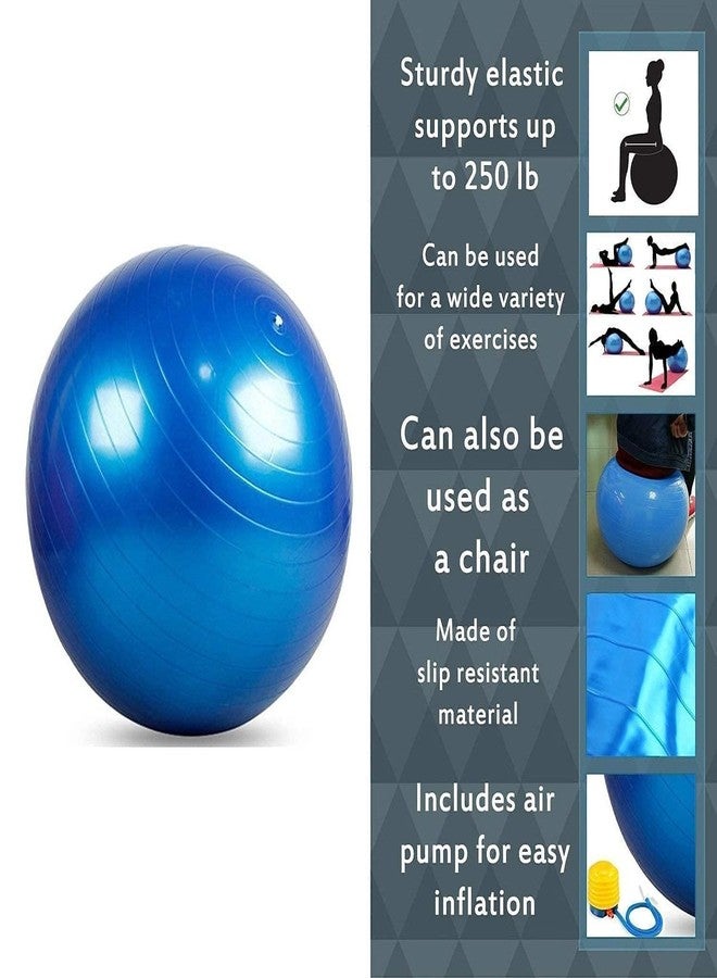 CARTIFY Anti-Burst Exercise Gym Ball with Pump, Anti-Slip Balance Stability Ball, Heavy Duty Fitness Yoga Ball, Extra Thick Swiss Birthing Ball (Gym Ball - Blue, 75CM) - Image 2