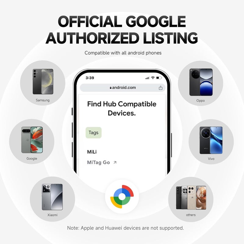 ميلى MiTag، جهاز تتبع عبر البلوتوث لأندرويد، يعمل مع خدمة Google Find Hub (Find My Device)، علامة تتبع ذكية، أداة للعثور على الأشياء مثل المفاتيح والمحافظ والأمتعة والحيوانات الأليفة والحقائب، مقاوم للماء (معيار IP67)، (عبوة واحدة). - Image 2
