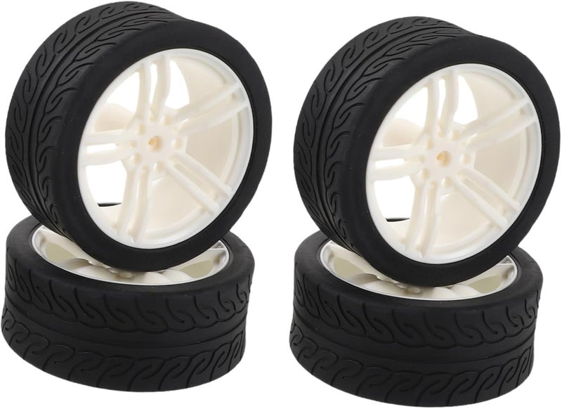 Black Rubber Car Tires 4PCS Replaceable Hollow Wheels For RC Model Cars DIY Craft Vehicle Parts Improved Grip Stability - Image 1