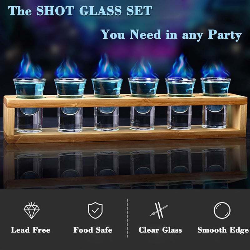 LINALL Shot Glasses 6pcs Shot Glass Set 1oz/30ml Shot Glass Holder Heavy Base for Whisky Tequila 6 Shot Glass Serving Tray (6pcs) - Image 2