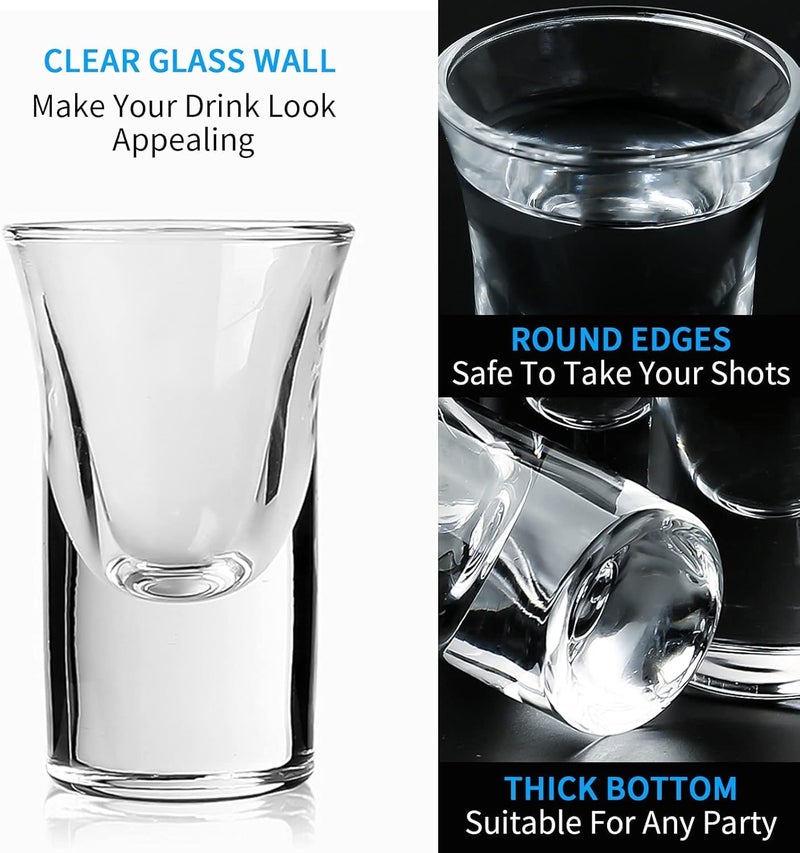 LINALL Shot Glasses 6pcs Shot Glass Set 1oz/30ml Shot Glass Holder Heavy Base for Whisky Tequila 6 Shot Glass Serving Tray (6pcs) - Image 4